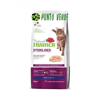 NATURAL TRAINER CAT STERILISED ADULT CARNI BIANCHE KG 10