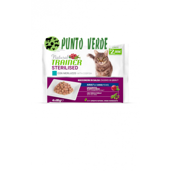 NATURAL TRAINER CAT WET STERILISED MERLUZZO GR. 85X4