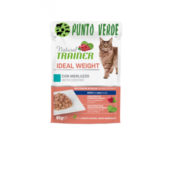 NATURAL TRAINER CAT WET IDEAL WEIGHT MERLUZZO GR. 85