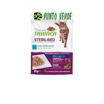 NATURAL TRAINER CAT WET STERILISED MERLUZZO GR. 85